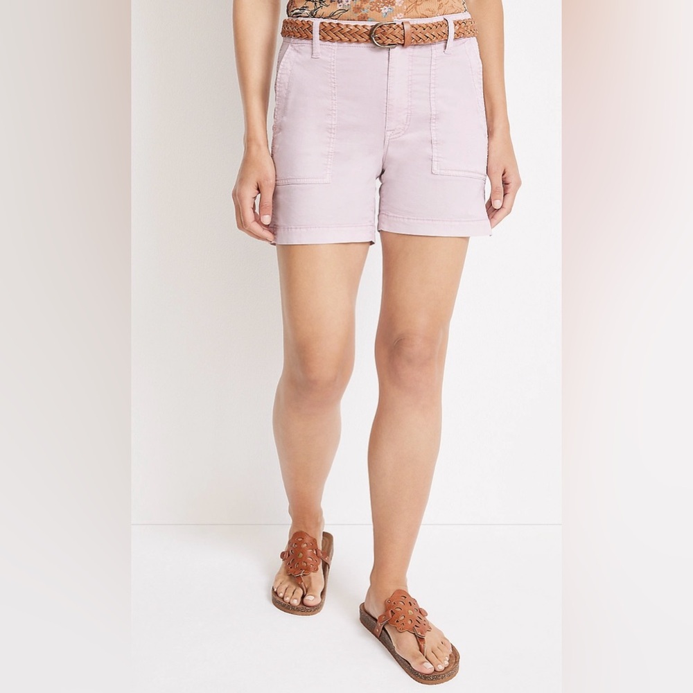 NWT Maurices Belted Mid Rise 5”Weekender
Shorts in Pink, Size 10, Casual Summer